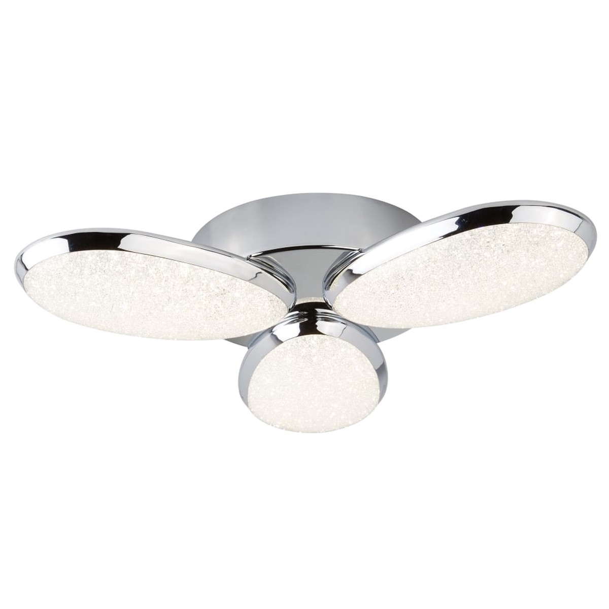 6213-3CC Lori 3 Light Led Ceiling Flush Crushed Ice Effect Shade Chrome