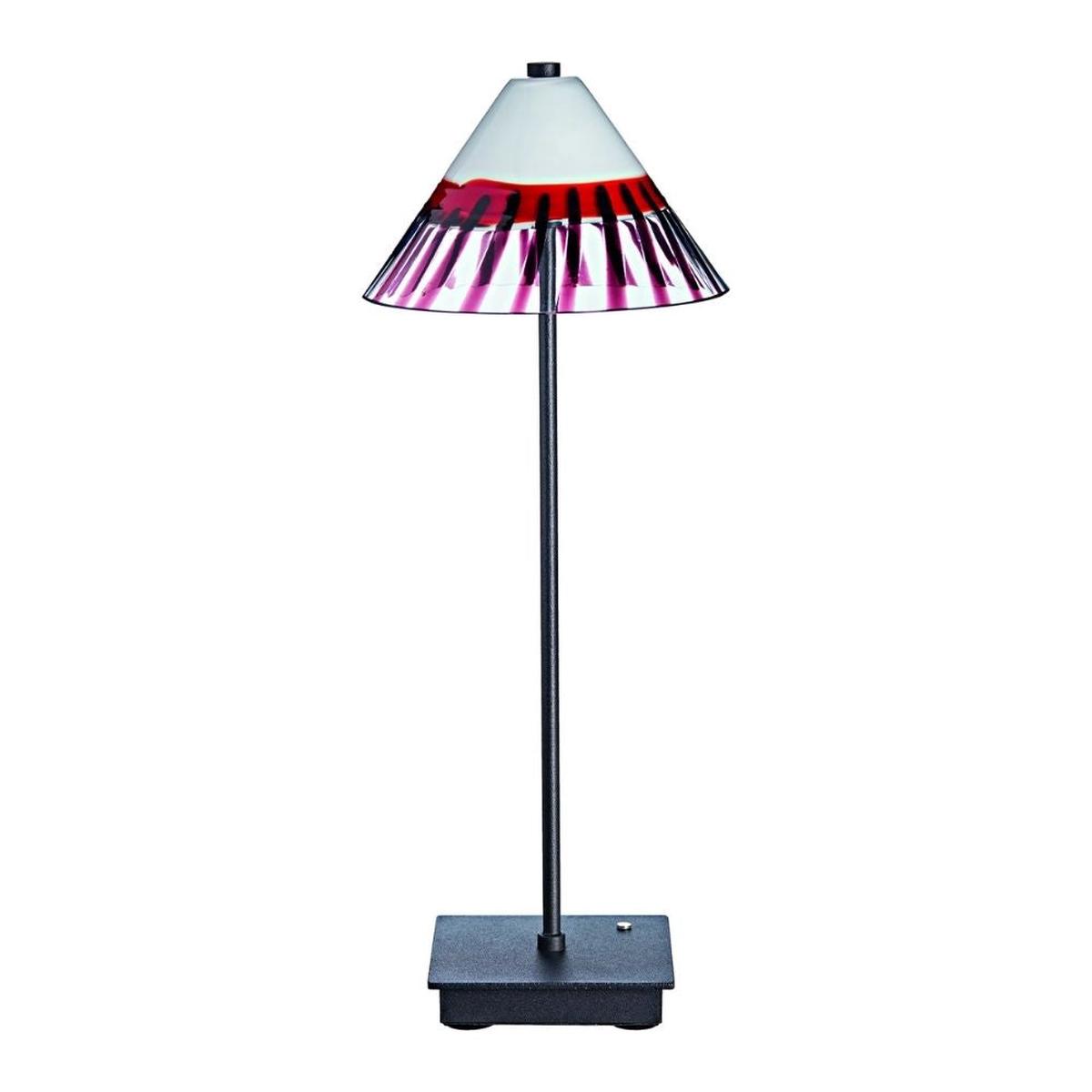 Carlo Moretti Wi-free table lamp portable LED red line in Murano glass