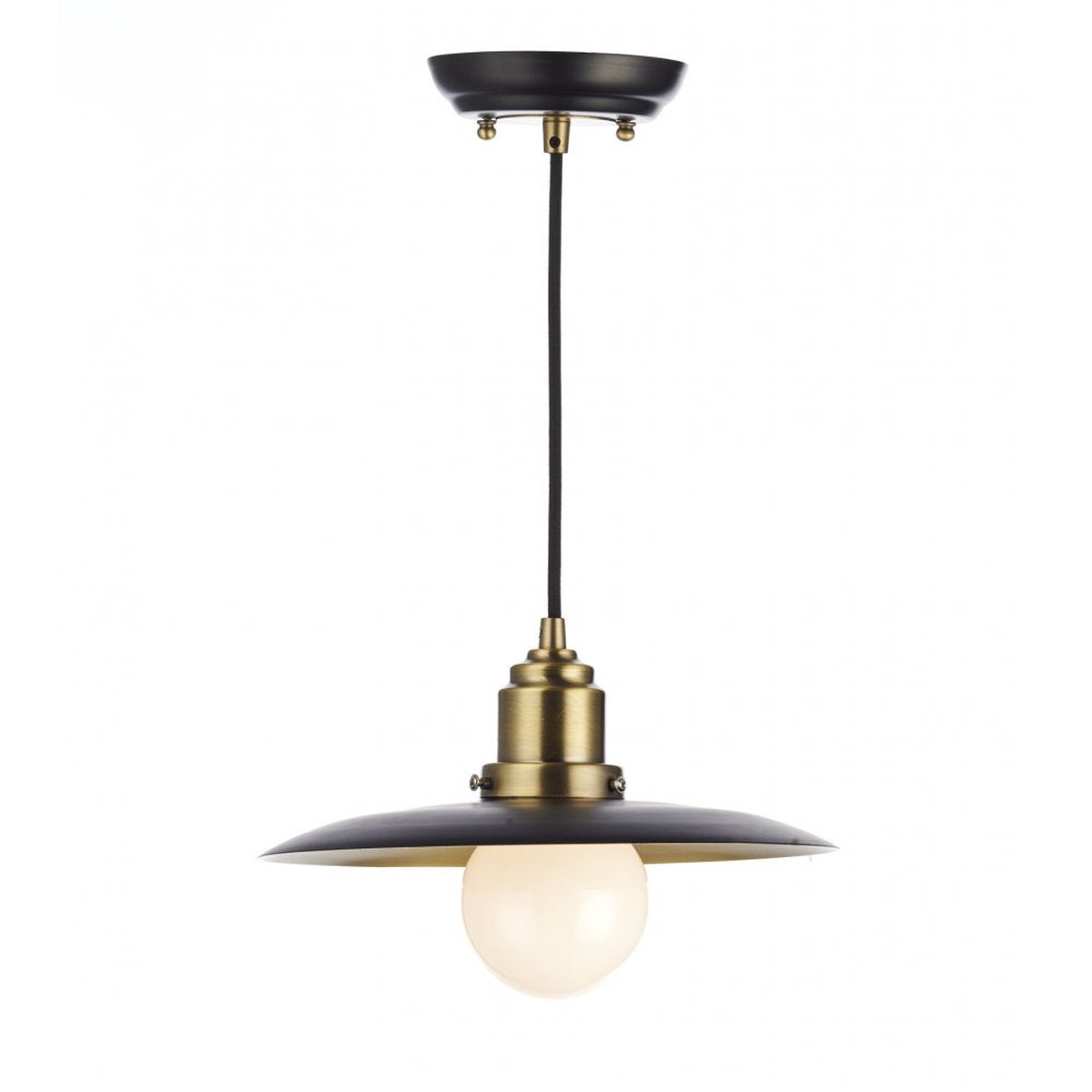 Dar HAN0154 Hannover Pendant Black/antique Brass