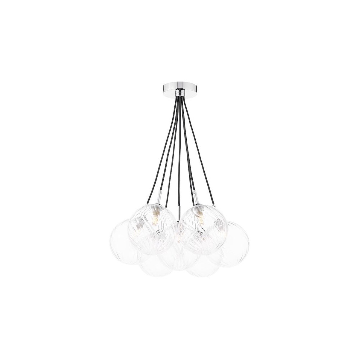 ELP342-22 Elpis 7 Light Cluster Pendant Polished Chrome and Twisted Glass