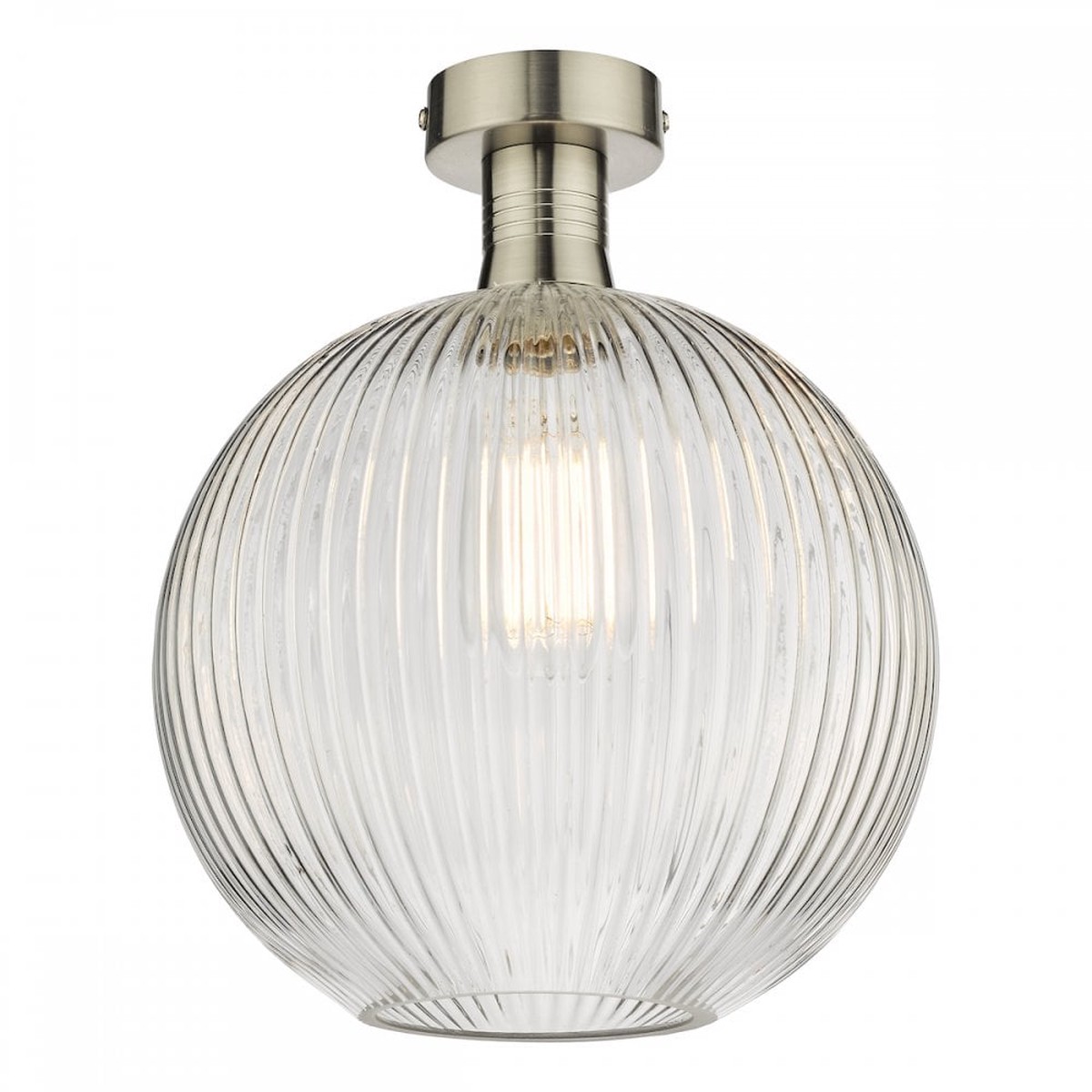 EME4861-E02 Emerson Semi Flush Antique Chrome Round Ribbed Glass