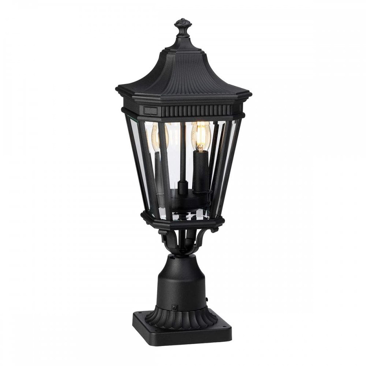 FE-COTSLN3-M-BK Cotswold Lane Outdoor 2 Light Medium Pedestal Black