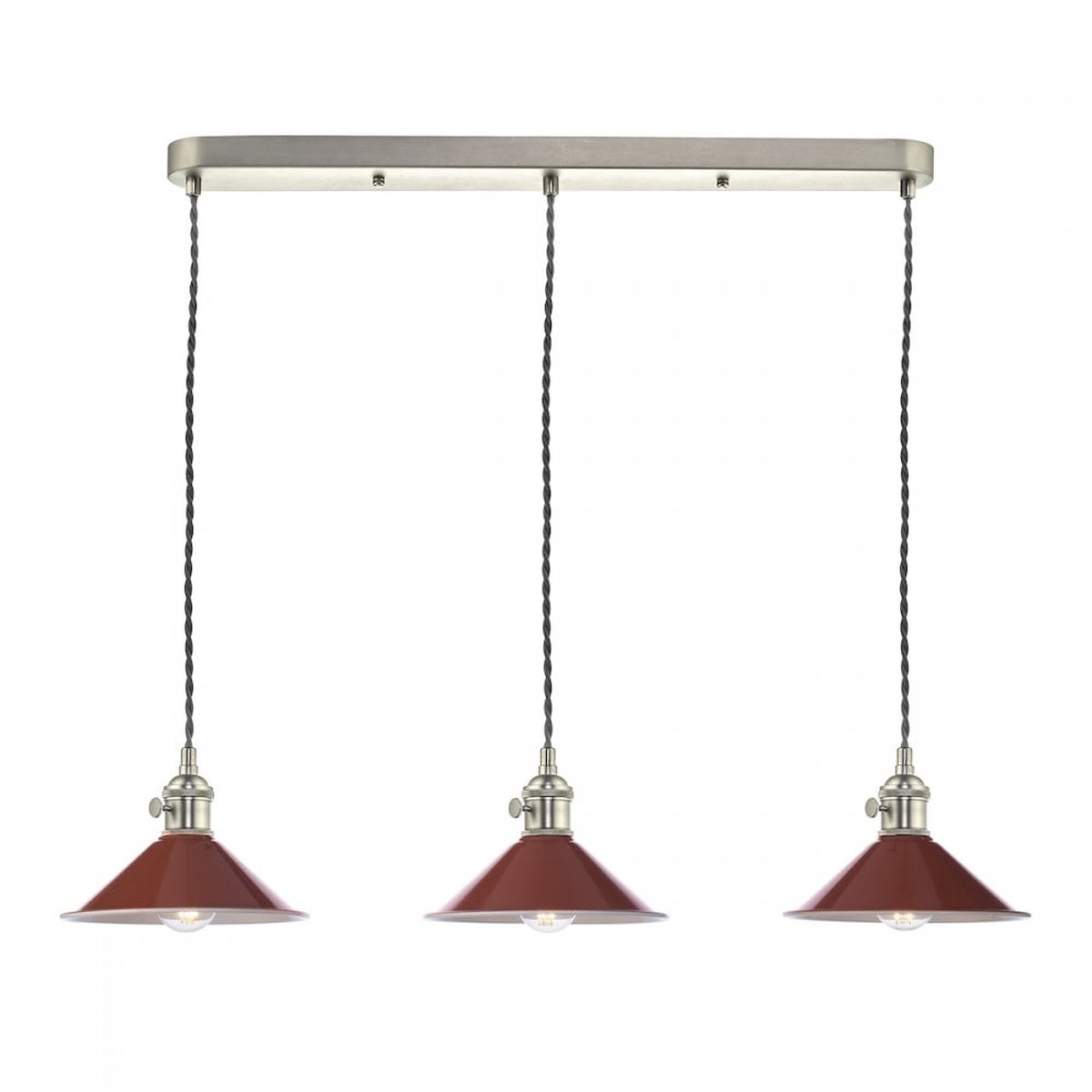 HAD3661-08 Hadano 3 Light Antique Chrome Suspension With Umber Shades