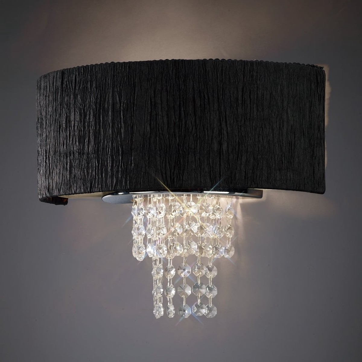IL30271/BL Nerissa Wall Lamp Polished Chrome/crystal With Black Shade