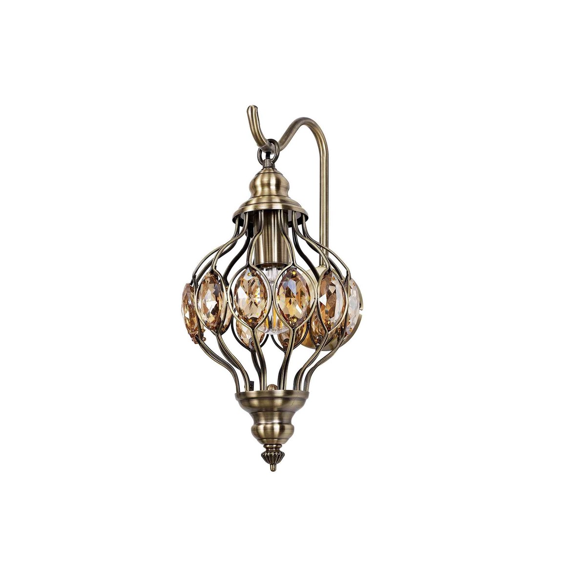 IL31573 Marisa Wall Lamp 1 Light Antique Brass/Amber Crystal