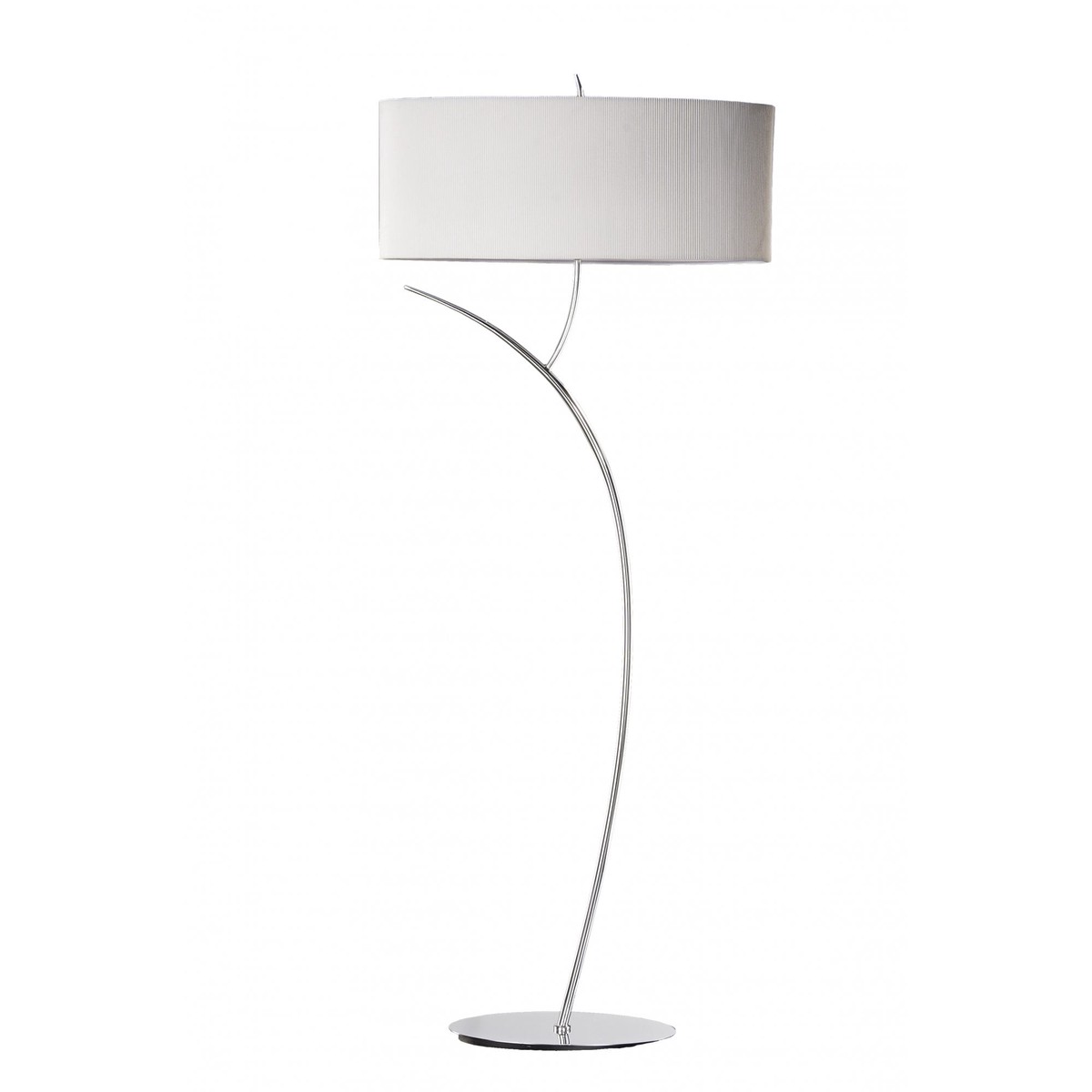 M1139/SP Eve Floor Lamp 2 Light Polished Chrome With Spanish Corrugated White Oval Shade