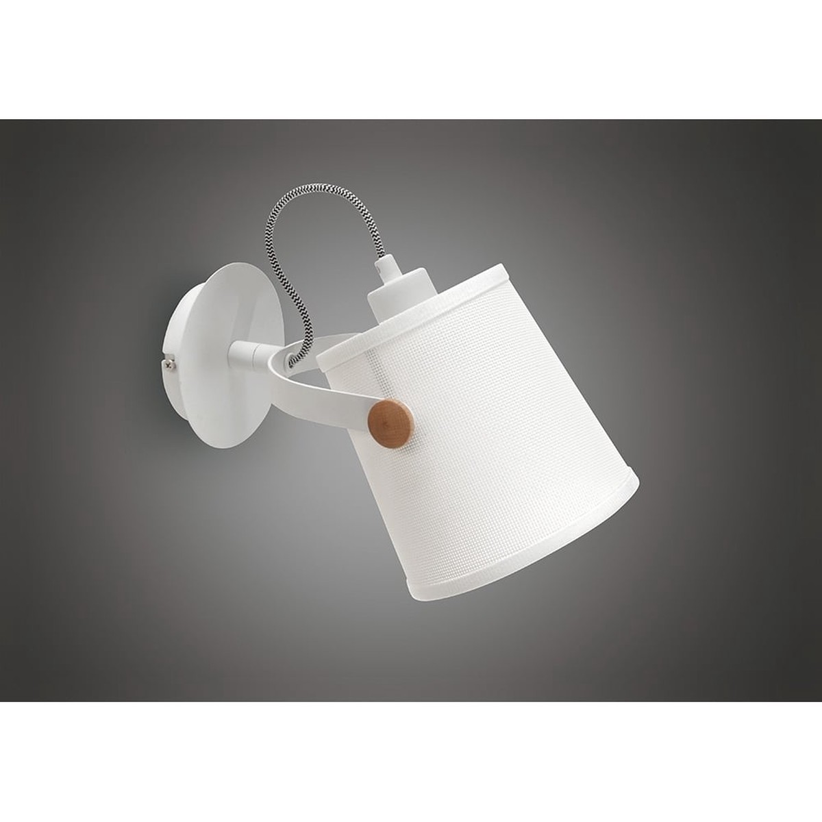M4924 Nordica Wall Lamp White Shade 1 Light E27 Matt White/Beech Ivory White Shade