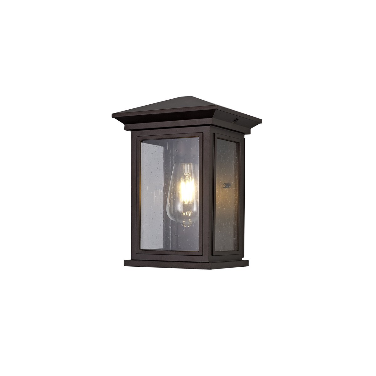 NL75619 Kemel Outdoor Flush Wall Lamp 1 Light Antique Bronze/Clear Seeded Glass