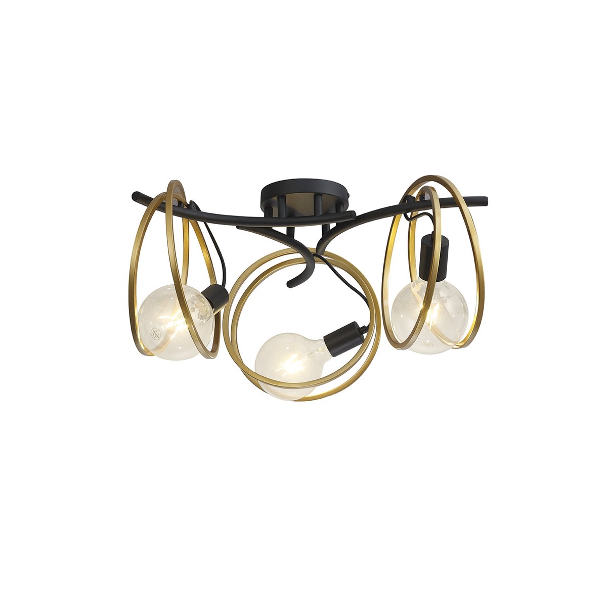 NL86699 Candio 3 Light Flush Ceiling Light Matt Black Painted Gold