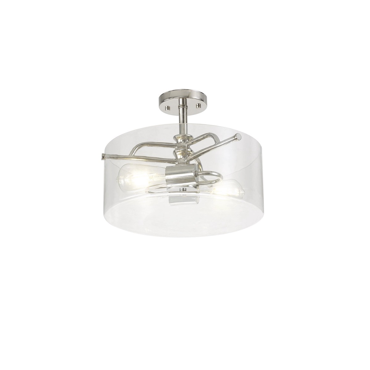 NL88069 Gabrel 2 Light Ceiling Light Polished Nickel Clear