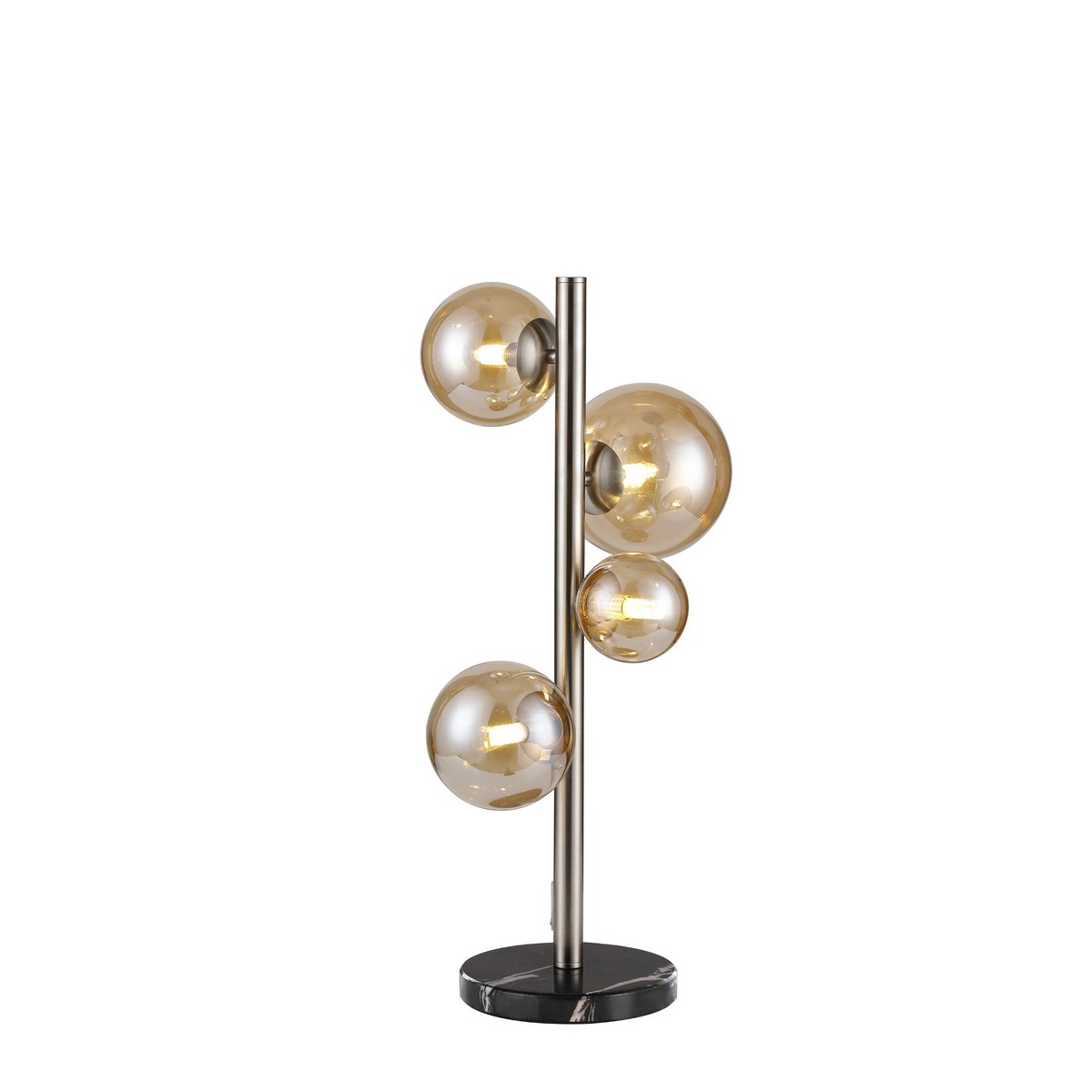 NL9065/AM9 Prague 4 Light Table Lamp Satin Nickel Amber Plated