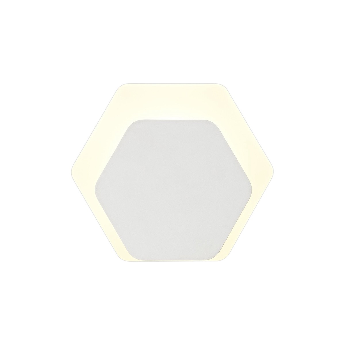 NLK04119 Modena Magnetic Base Wall Lamp LED 15/19cm Horizontal Hexagonal Bottom Offset Sand White/Acrylic Frosted Diffuser