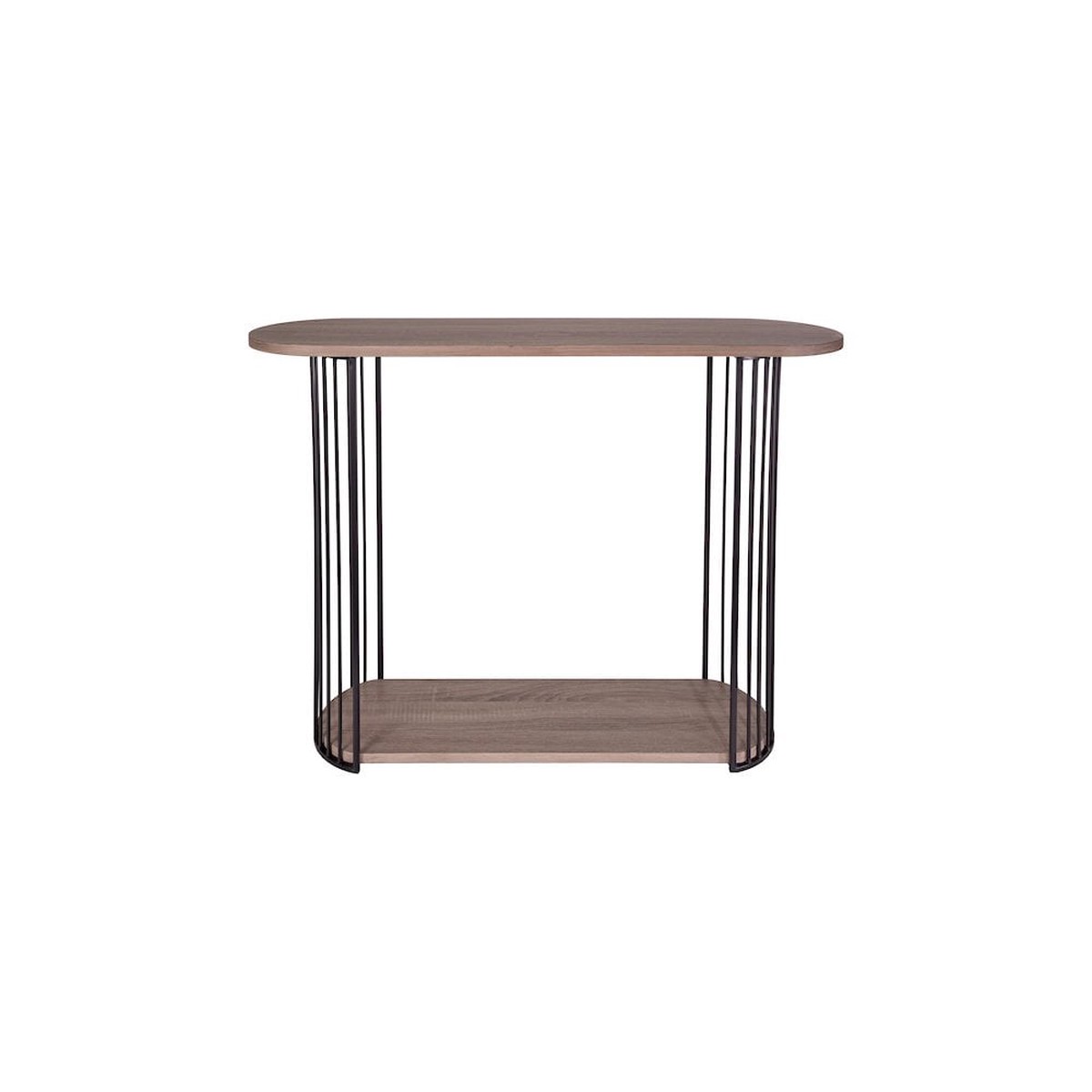 001DRU002 Drum Console Table Oak Effect Veneer and Matt Black