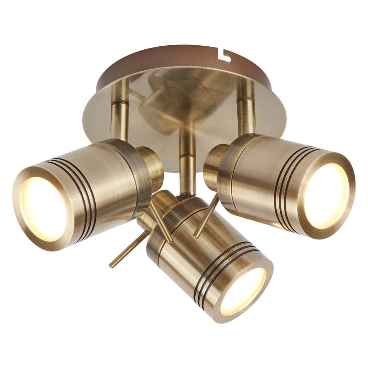6603AB Samson 3 Light Ip44 Bathroom Spot Plate Antique Brass