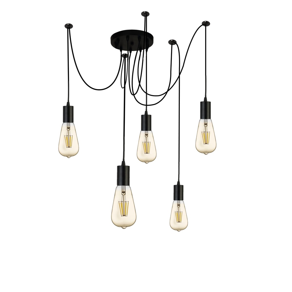 9665-5BK Squiggle 5 Light Pendant Black