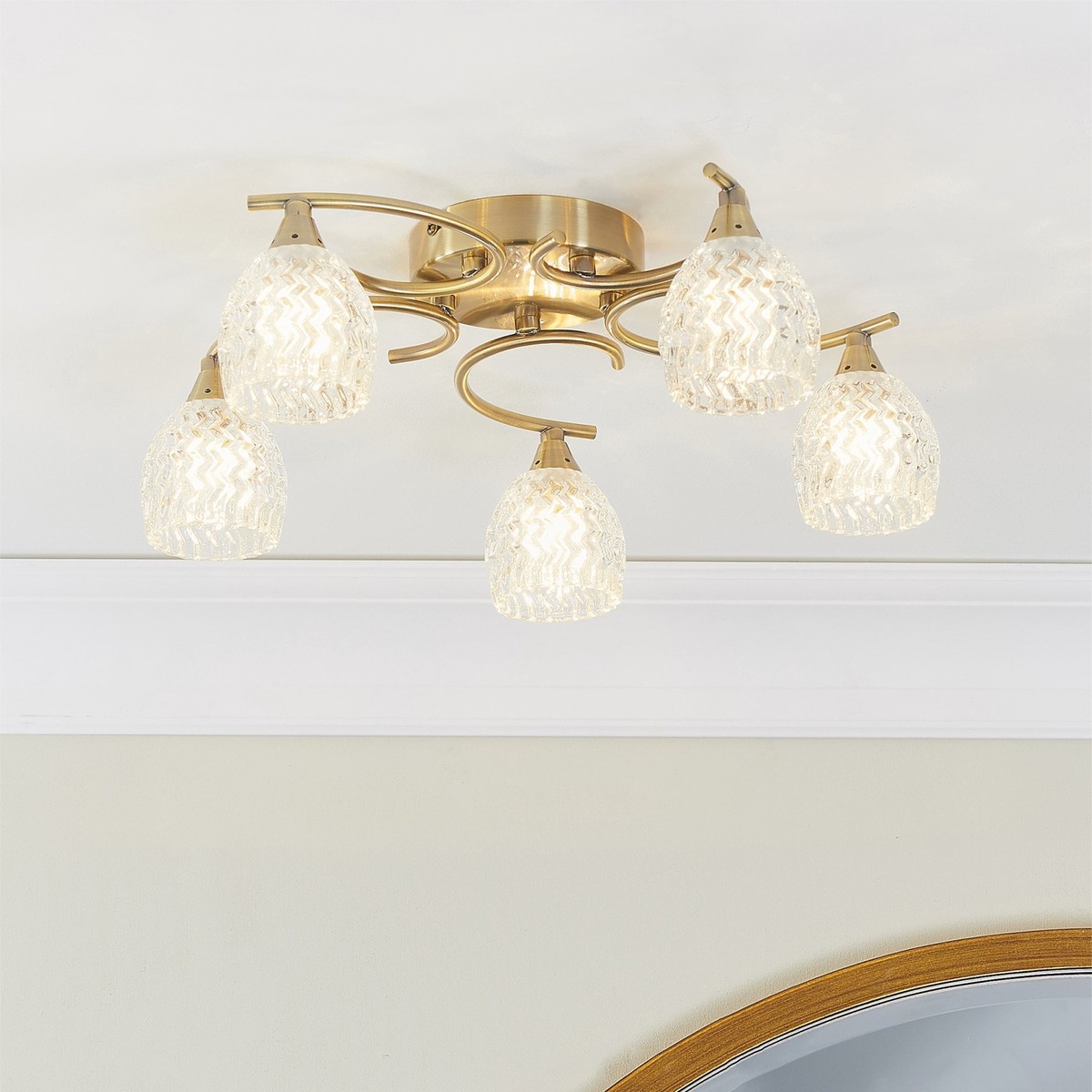 BOYER-5AB Boyer Indoor Semi Flush Multi Arm Glass