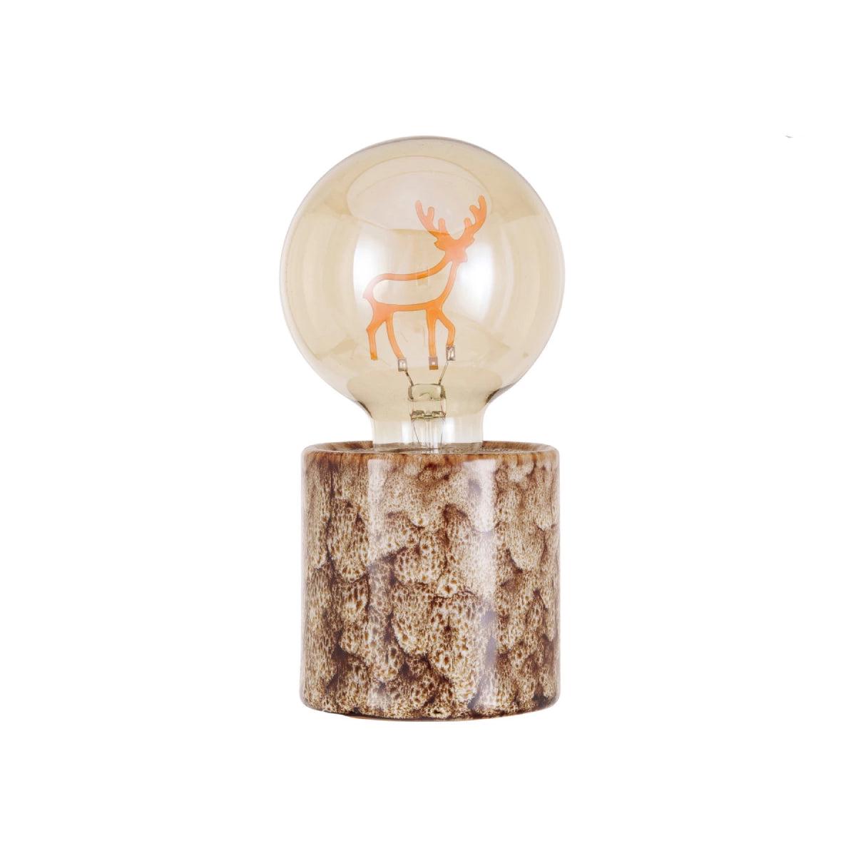 Creative Co-op Lamp with LED Deer Shape Filament Light Bulb – Brown/Cream