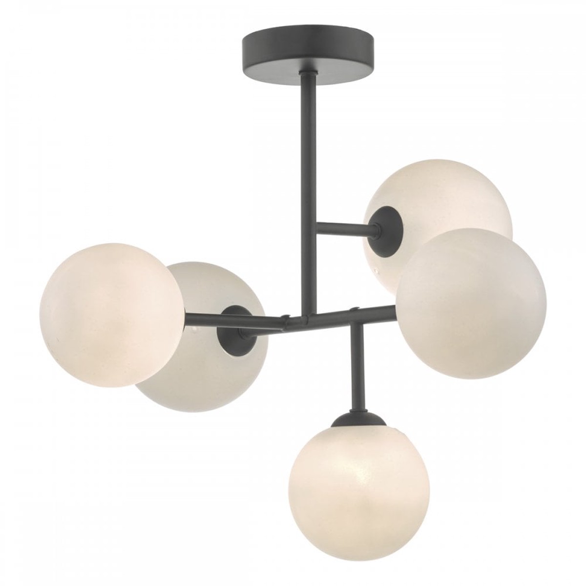 Dar EUA5422 Euan 5 Light Semi Flush Black Opal Glass