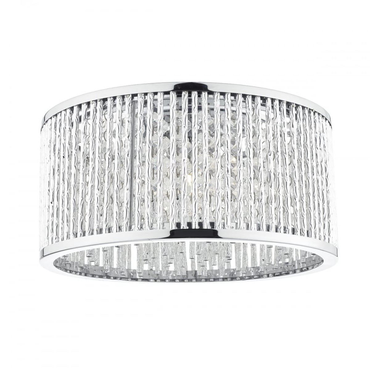 Dar NAN5368 Nantes 3 Light Flush Ceiling Polished Chrome Aluminium