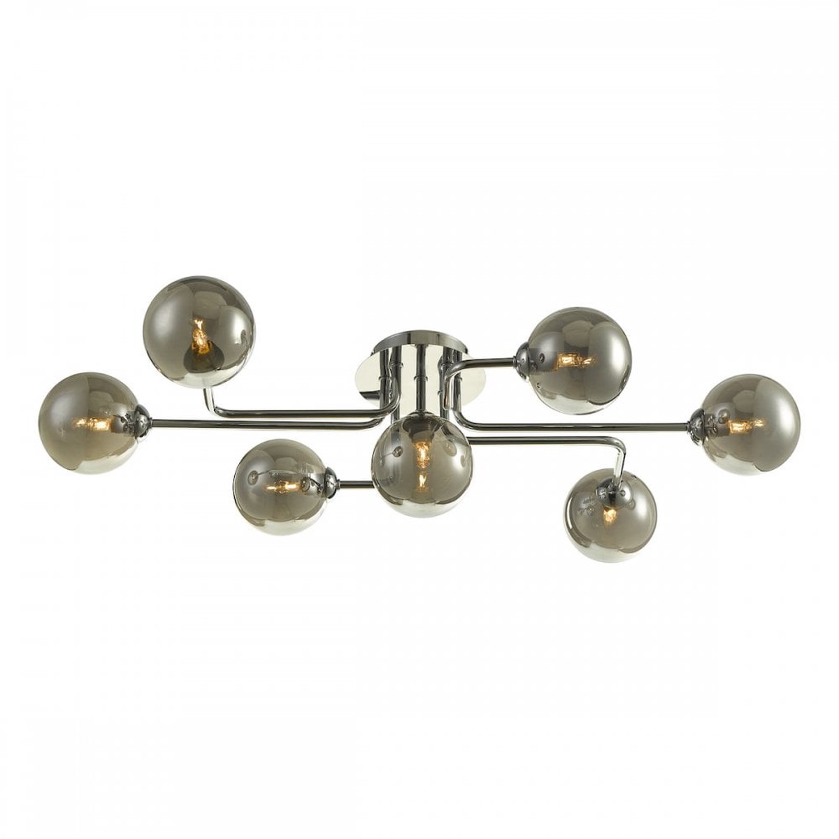 Dar REY3450-01 Reyna 7 Light Semi Flush Polished Chrome With Smoked Glass