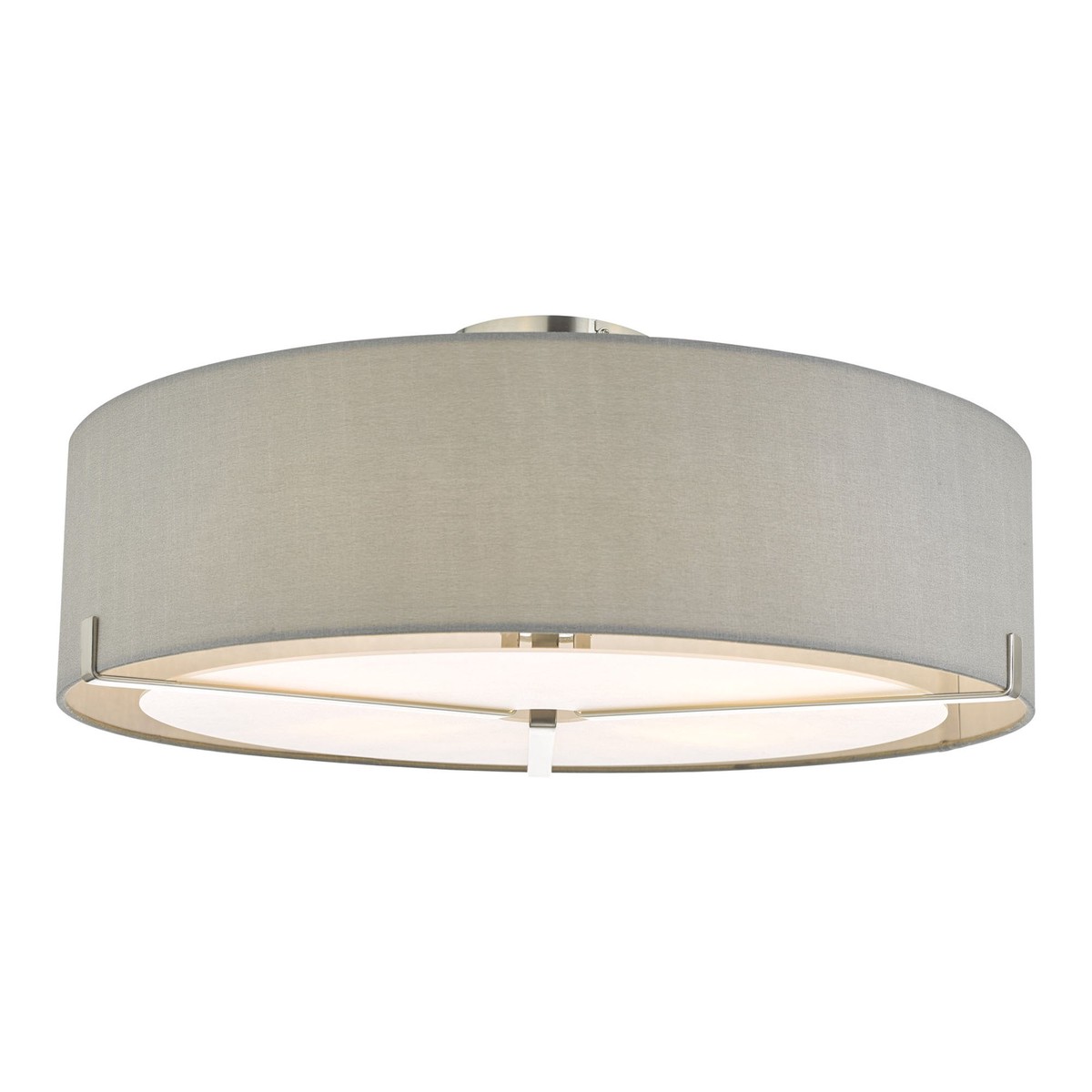 Dar SAN5339 Santino 3 Light Semi Flush Satin Chrome With Grey Shade