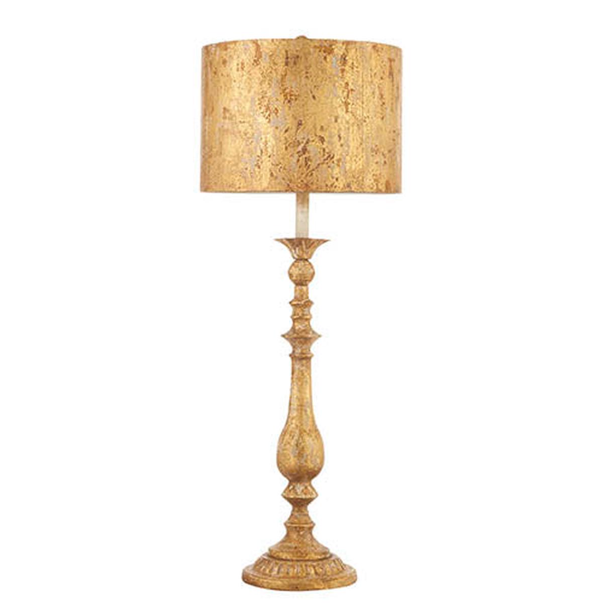 Distressed Gold Lamp with Metal Shade