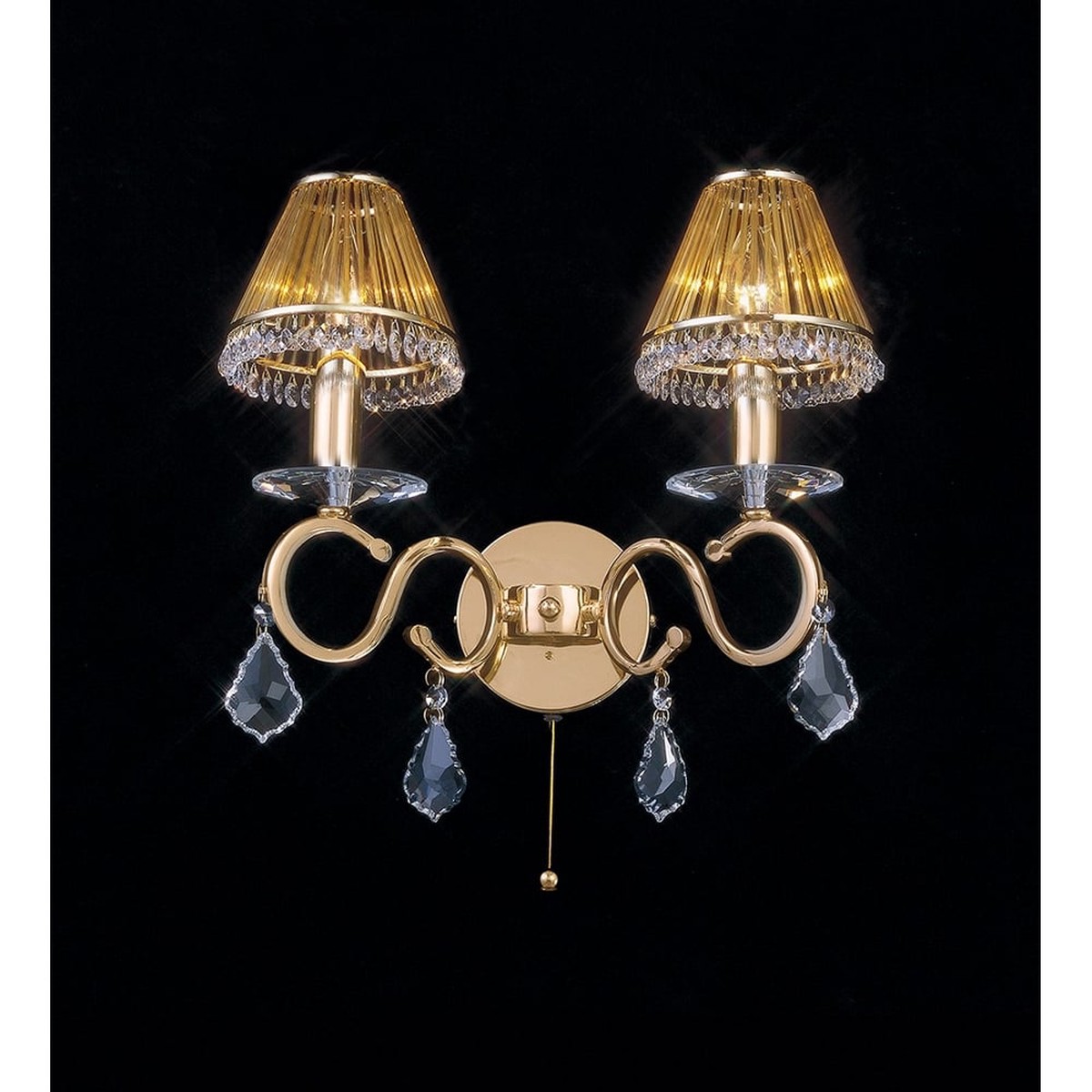 IL30322 Torino 2 Light Switched Wall Lamp Gold/crystal (shades Not Included)