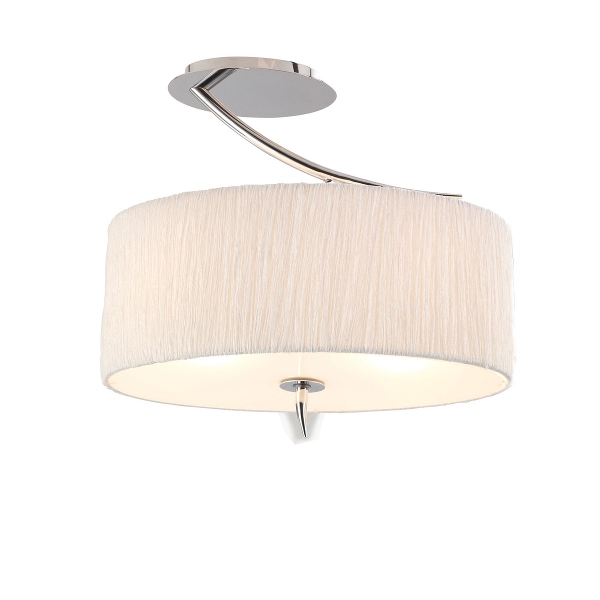 M1132 Eve Semi Flush 2 Light E27 Polished Chrome White Oval Shade