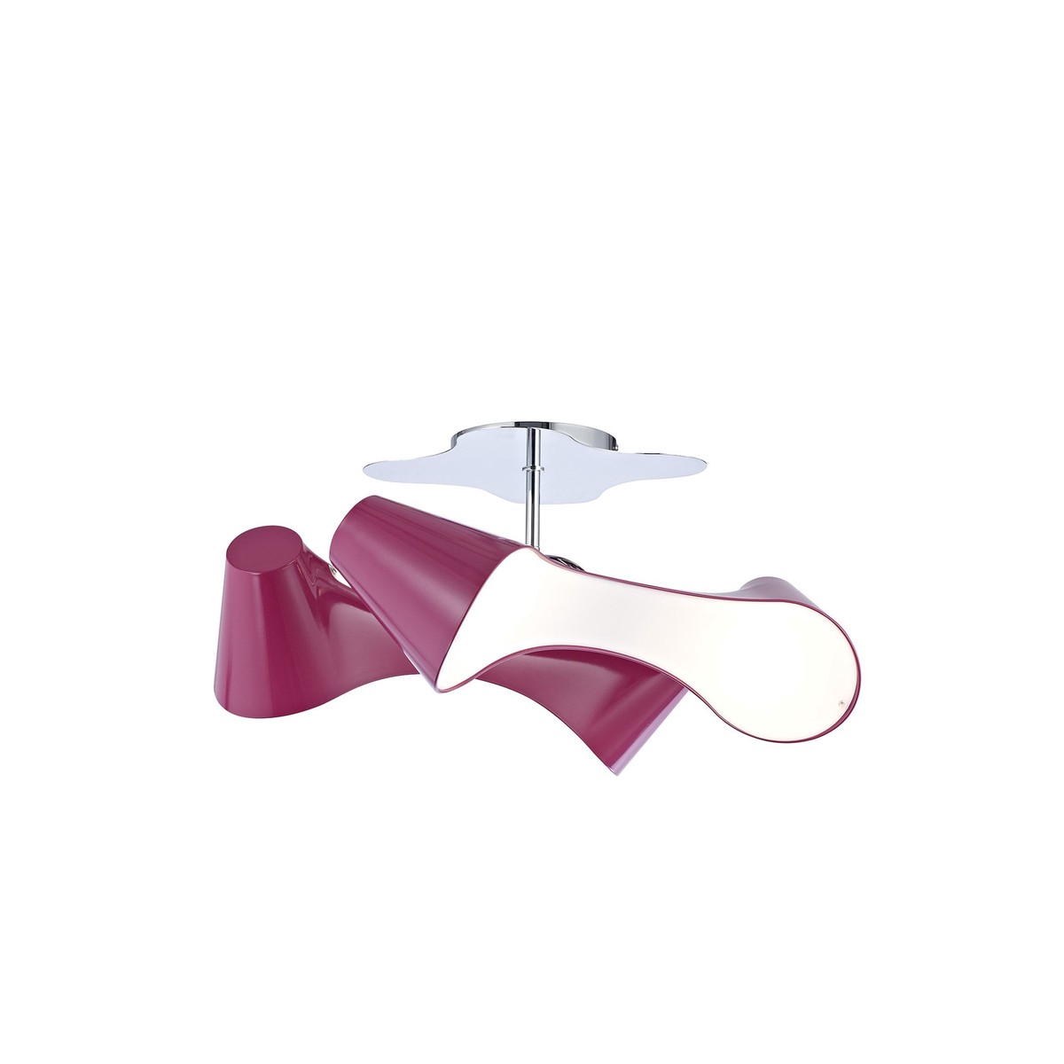 M1545/PU Ora Rectangular Ceiling 2 Arm 4 Light E27 Gloss Purple/White Acrylic/Polished Chrome