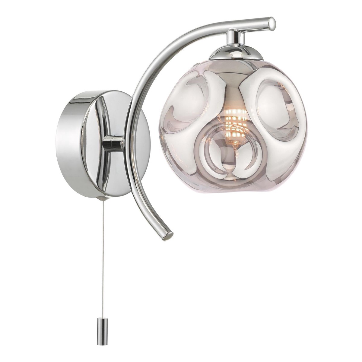 NAK0750-28 Nakita Wall Light Polished Chrome With Closed Organic Smoked Glass