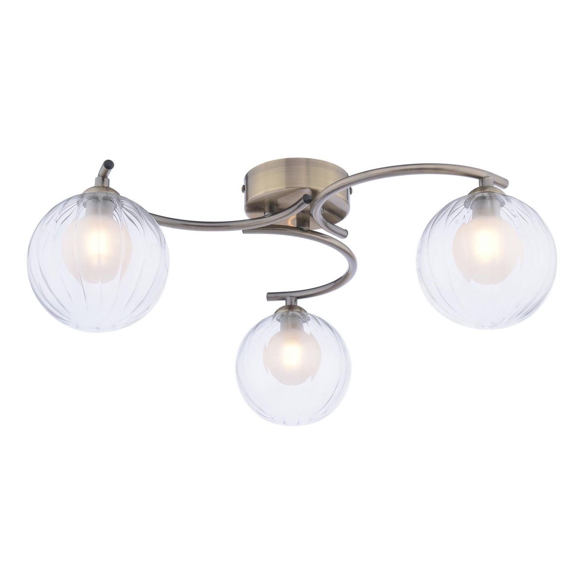 NAK5375-20 Nakita 3 Light Semi Flush Antique Brass With Clear/Opal Glass