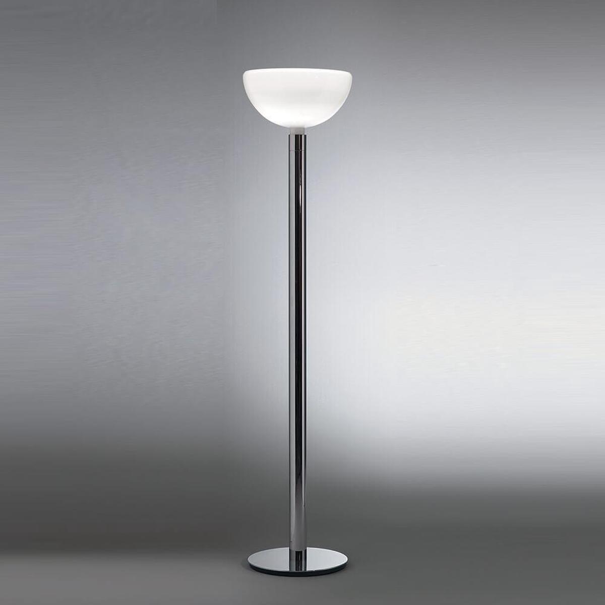 Nemo Lighting AM2C floor lamp with chromed structure and diffuser in white glass