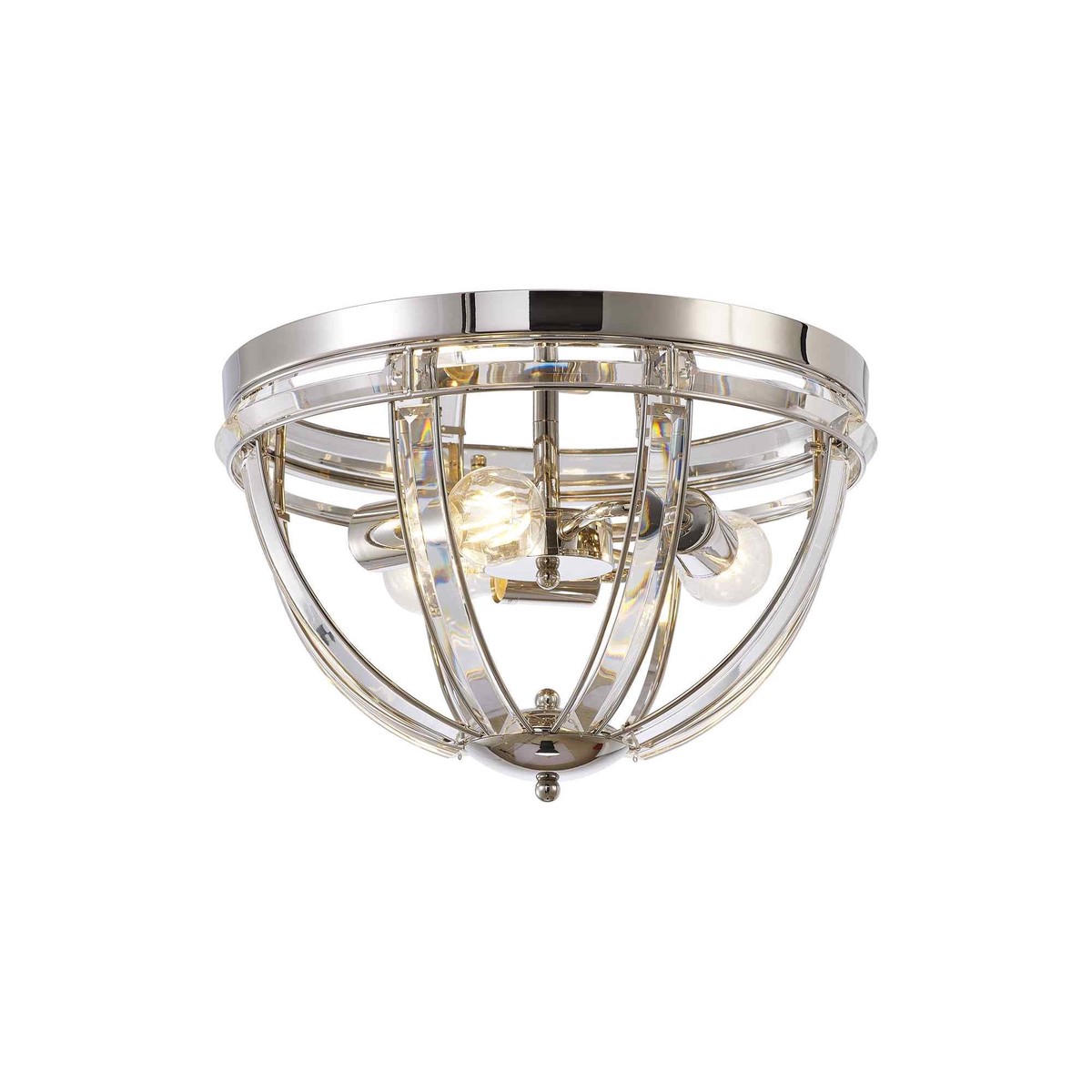 NL86389 Char 3 Light Flush Ceiling Light Polished Nickel Clear