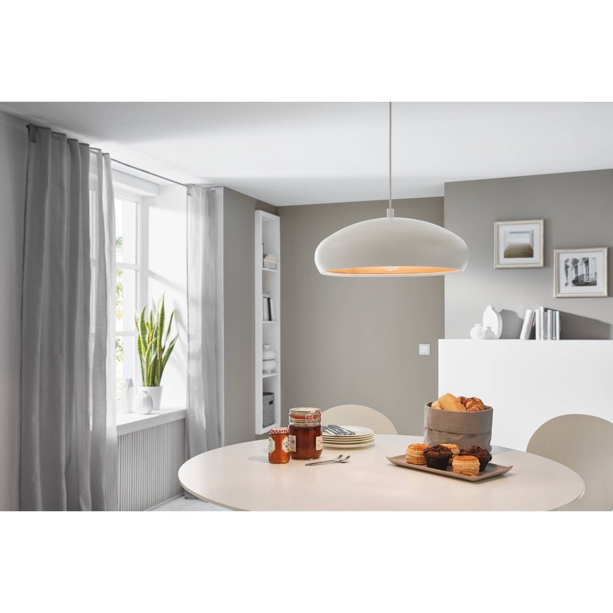 94606 Mogano 1 1-Light Vintage White And Copper Single Pendant Light