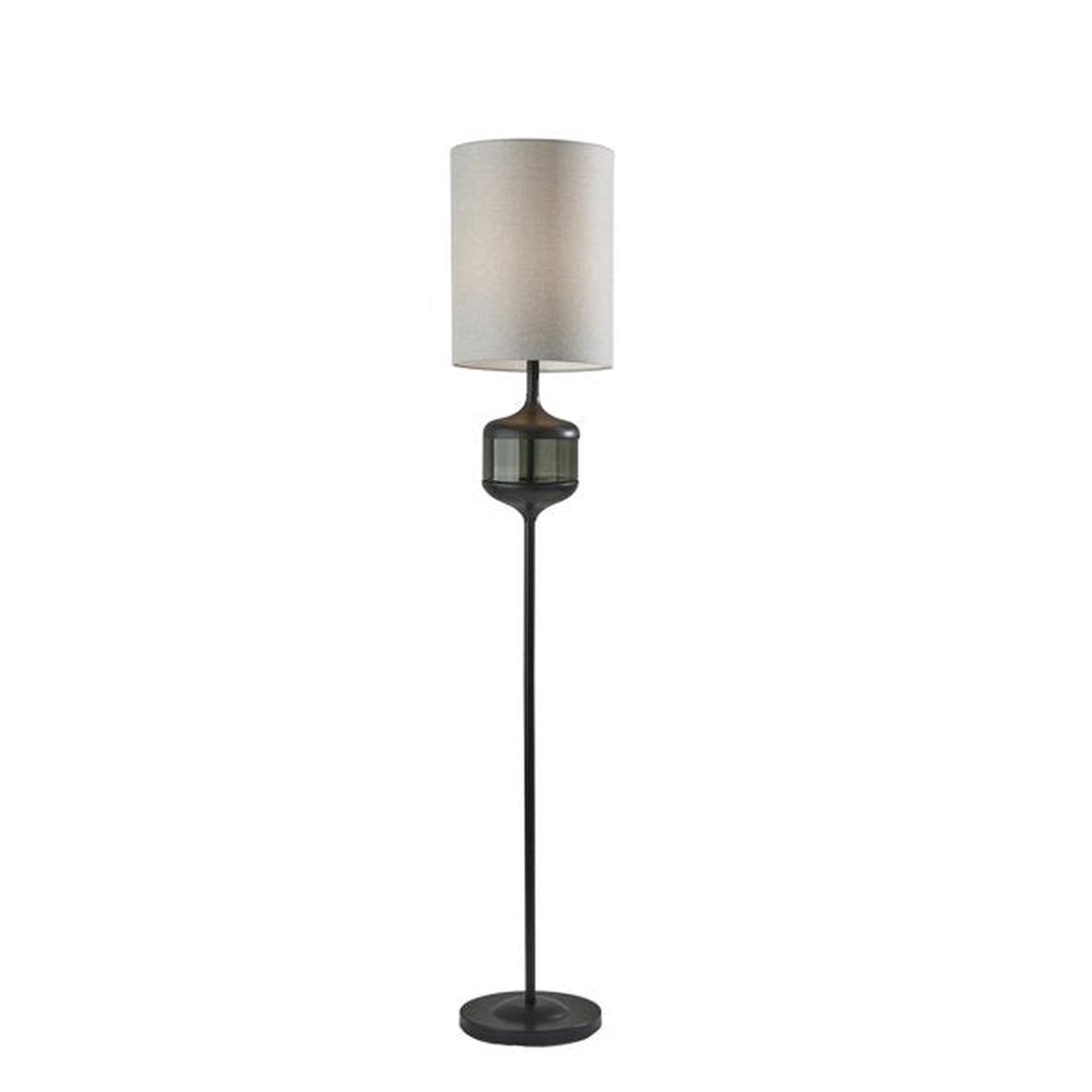 Adesso Marina 61″ Floor Lamp with Smoked Glass – Black