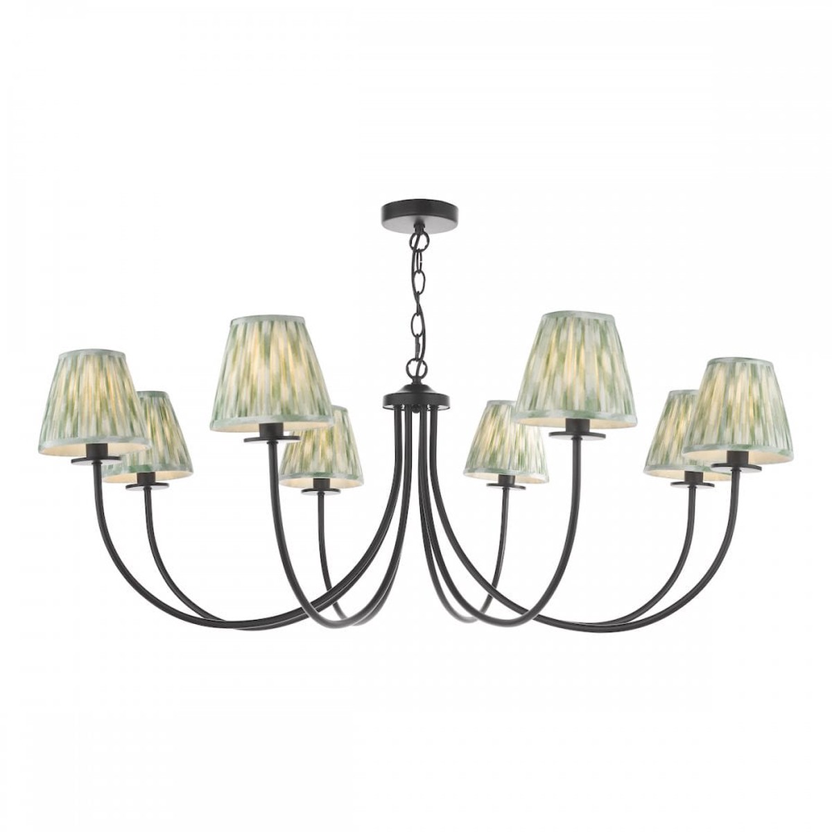 BEC0822-IKA2624 Becca 8 Light Pendant Matt Black With Shade