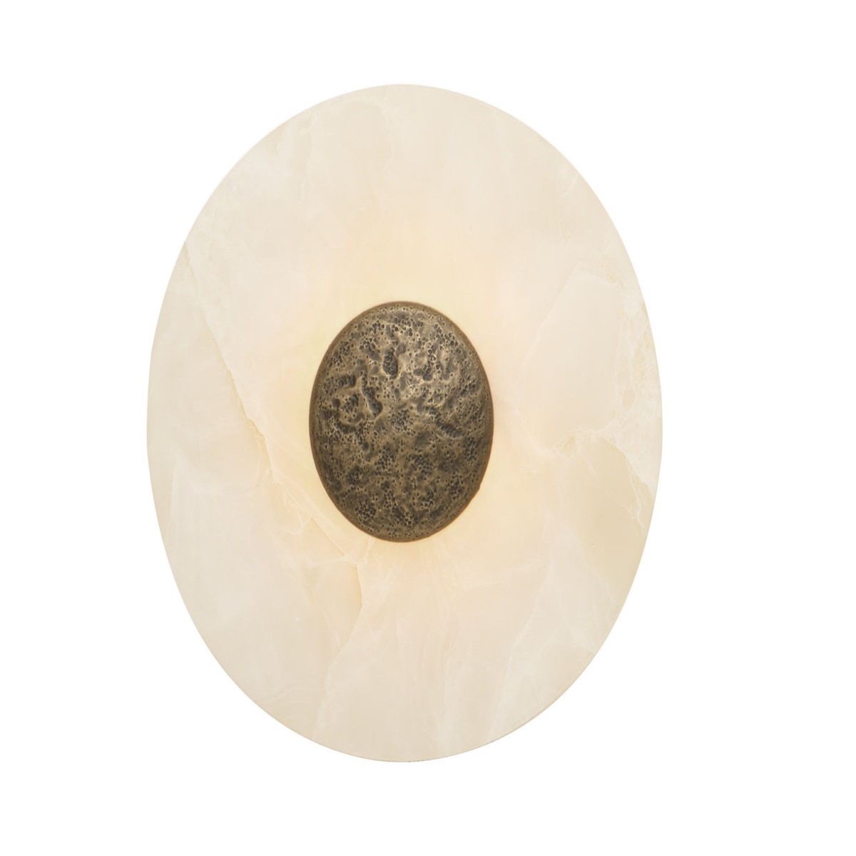 Boca Round LED Wall Light- Alabaster Glass and Antique Brass