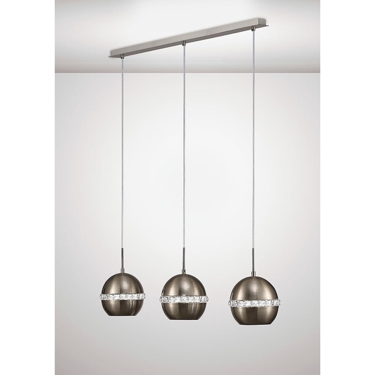 Diyas IL31613 Andrea Pendant 3 Light Linear Polished Chrome/Crystal