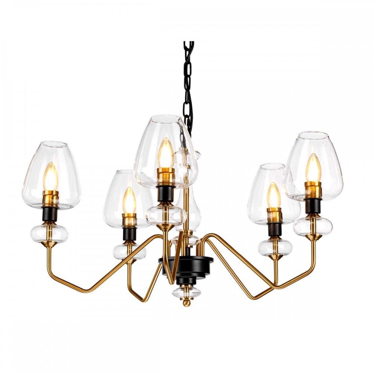 DL-ARMAND5-AB Armand 5 Light Chandelier Aged Brass Plated & Charcoal Black Paint