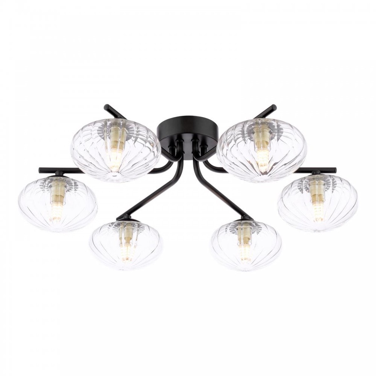 EDE6422 Ede 6 Light Semi-Flush Matt Black and Glass