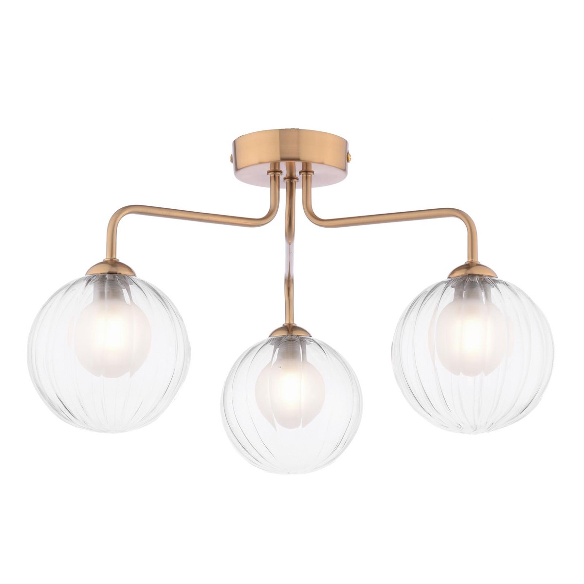 FEY0363-20 Feya 3 Light Semi-Flush Antique Bronze With Clear/Opal Glass