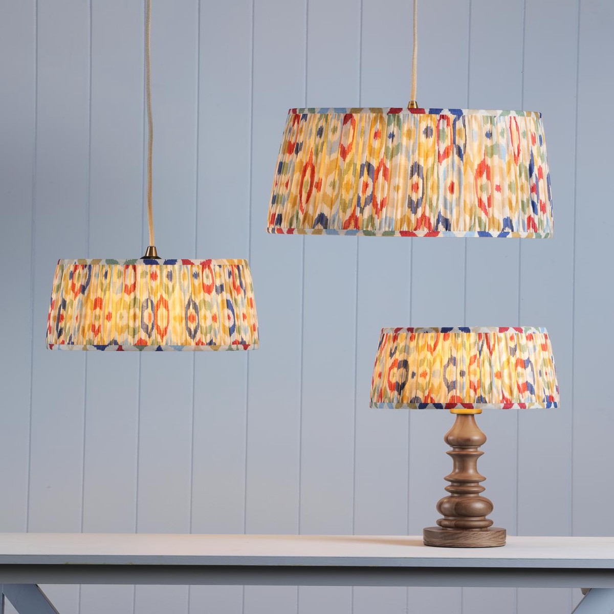 FOL1055-K Joules Folly Multi Coloured Cotton Tapered Drum Shade 25cm