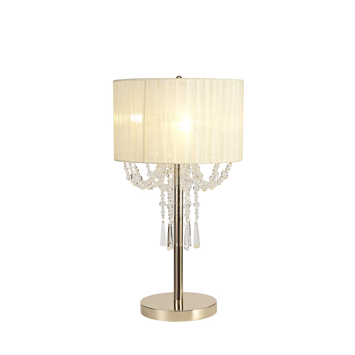 IL31759 Freida Table Lamp Ivory Cream Shade 3 Light E14 French Gold/Crystal