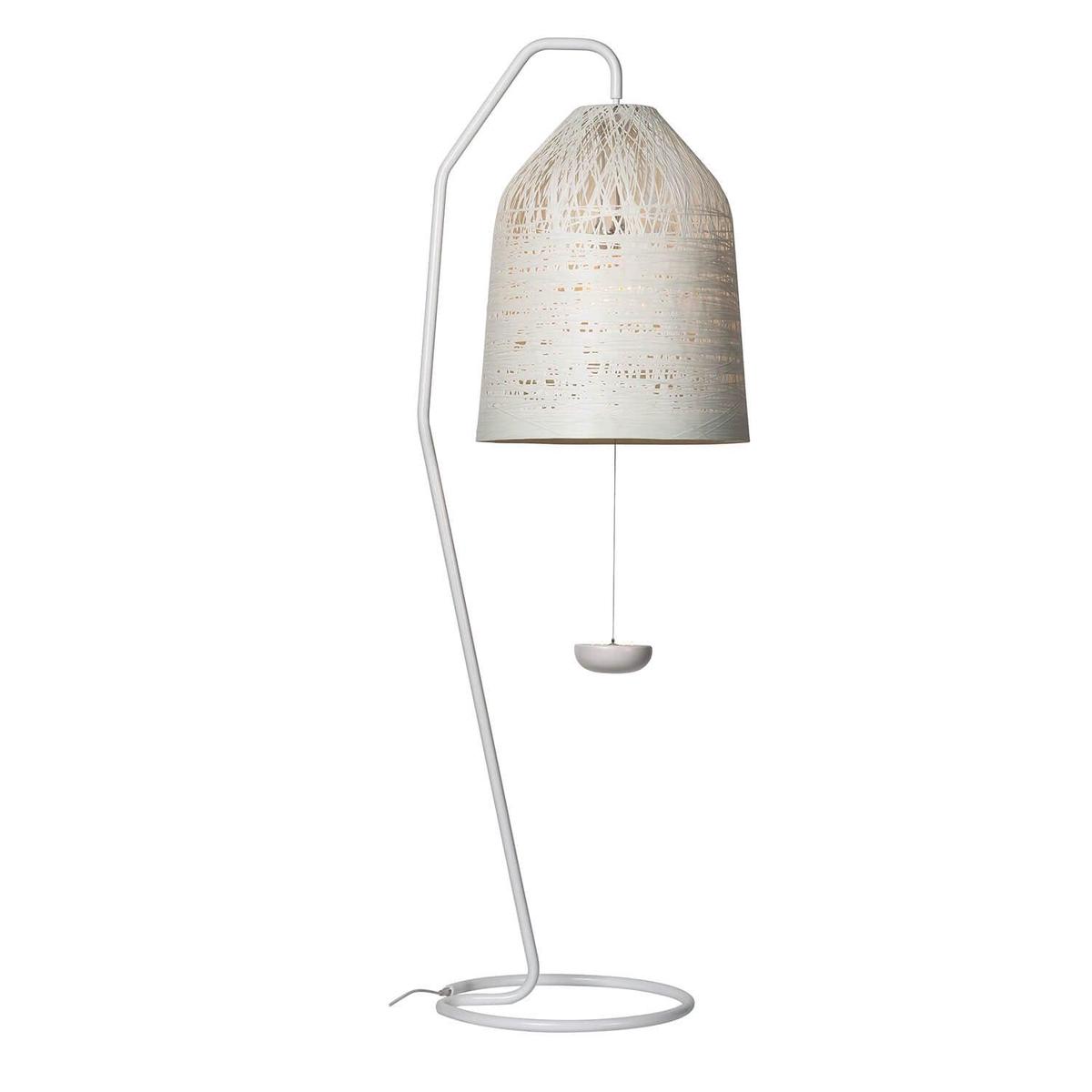 Karman Black Out floor lamp with stem and lampshade in fiberglass