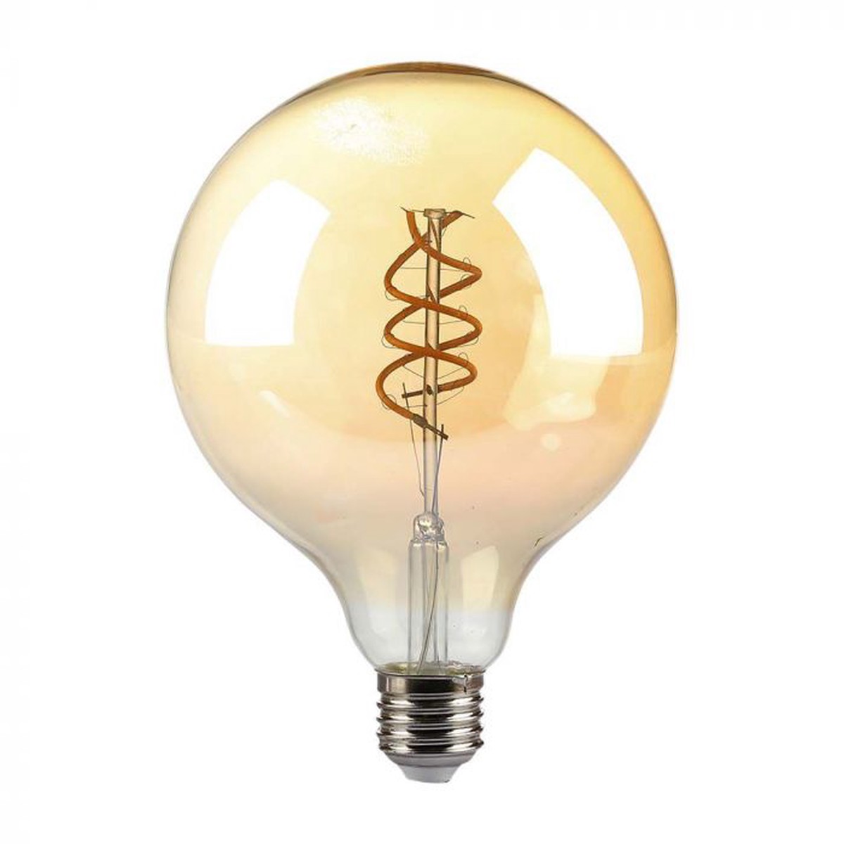 LED E27 FILAMENT LAMP AMBER G125 6W WW 380lm 300 125X175 DOUBLE SPIRAL