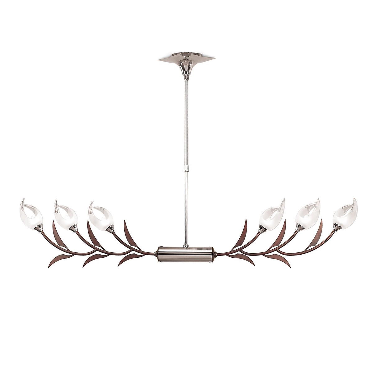 M0120 Holland Telescopic Linear Pendant Line 6 Light G9 Polished Chrome Wenge