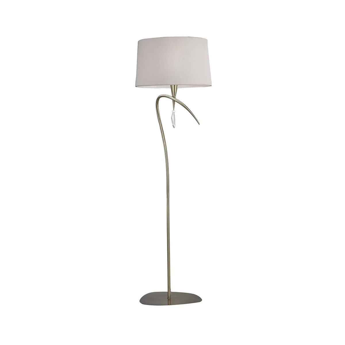M1652AB Mara Floor Lamp 4 Light Antique Brass With Ivory White Shade