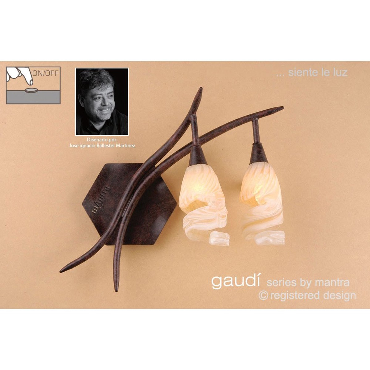 M3205/S Gaudi Wall Lamp Right Switched 2 Light G9 Brown/Black Oxide