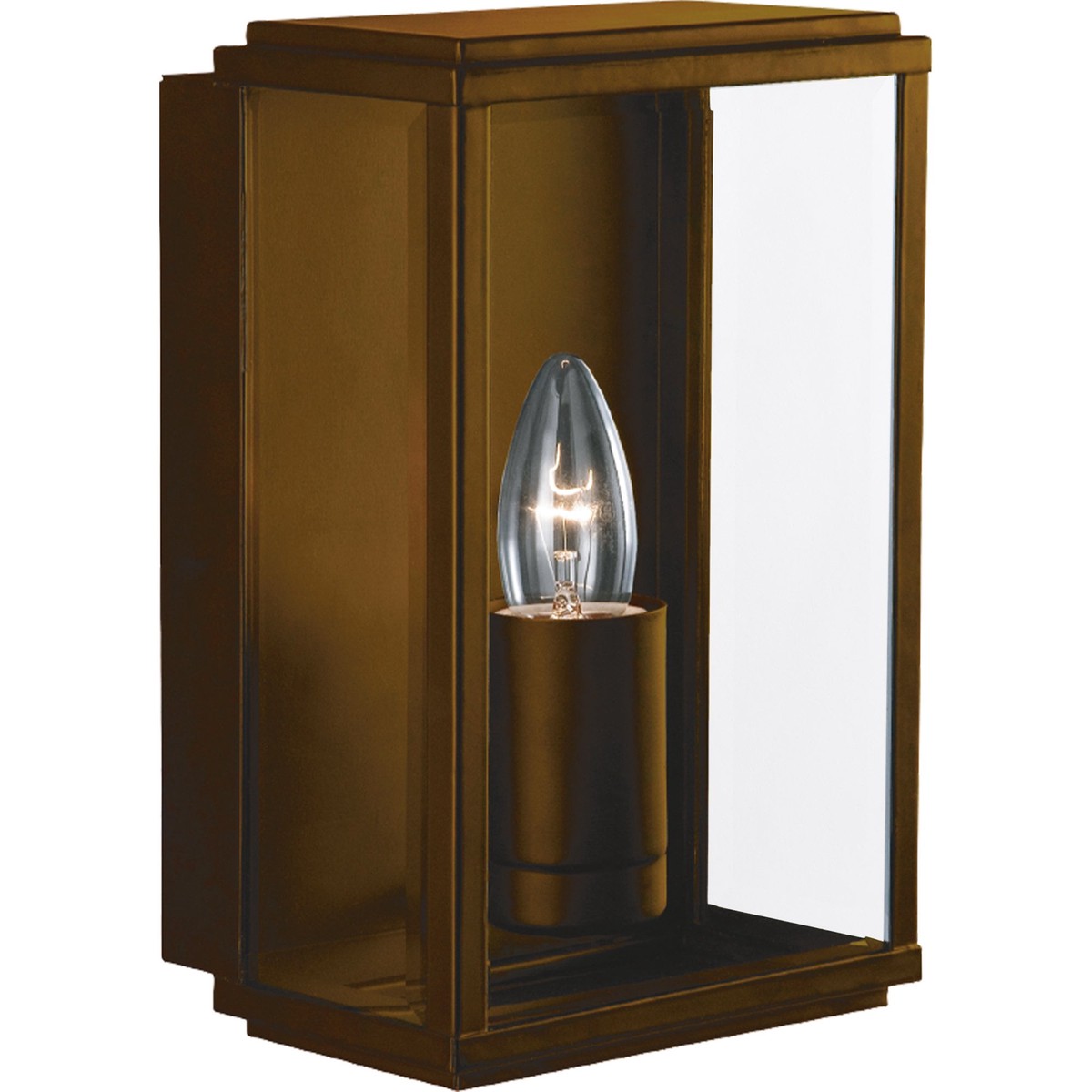 8204RUS Box Outdoor Wall Light Rustic Brown Glass