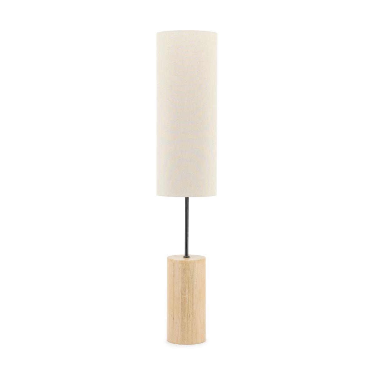 AMARA travertine floor lamp with beige shade
